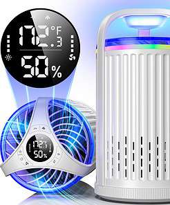 CreateFun Bug Zapper Indoor with Temperature & Humidity Sensor, Fly Trap Indoor, 3-in-1 Fruit Fly Trap, White