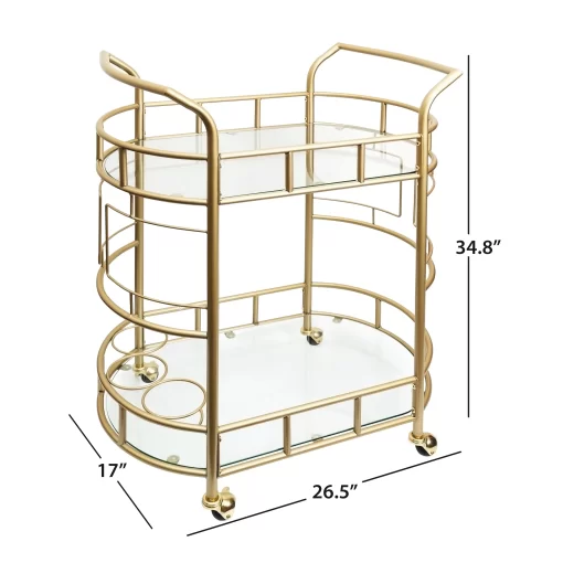 Better Homes & Gardens Fitzgerald Bar Cart with Matte Gold Metal Finish, 2-Tiers