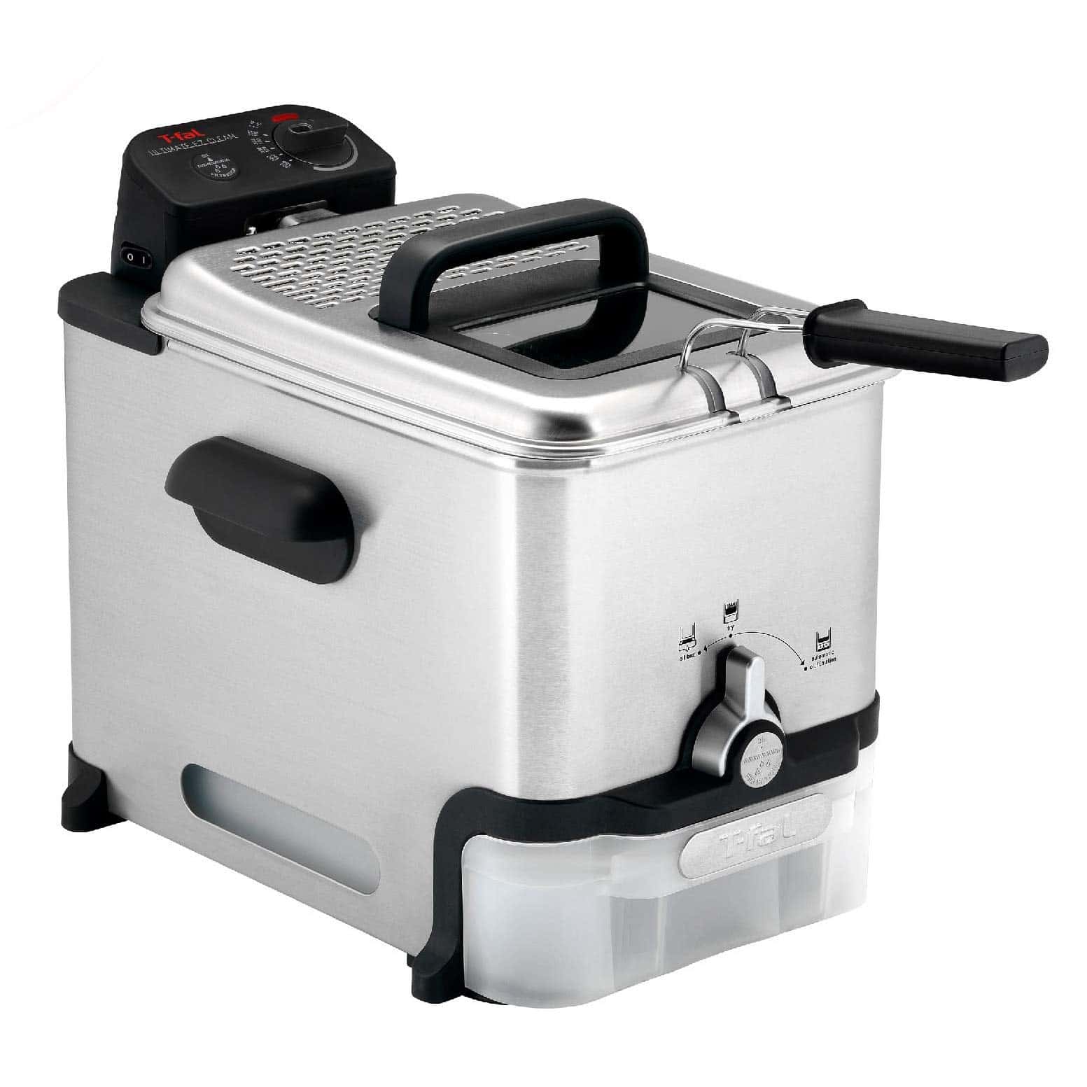 T-fal 3.5L Stainless Steel Deep Fryer with Basket, 1700W, Oil Filtration, Temp Control, Digital Timer, Dishwasher Safe Parts T-fal 3.5L Stainless Steel Deep Fryer with Basket, 1700W, Oil Filtration, Temp Control, Digital Timer, Dishwasher Safe Parts