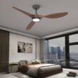 Roomratv Ceiling Fans with Lights and Remote, 52 Inch Large Airflow Indoor Ceiling Fans, Dark Woodgrain