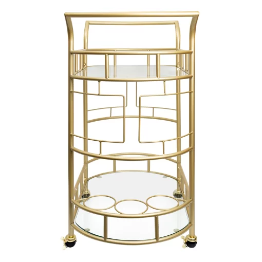 Better Homes & Gardens Fitzgerald Bar Cart with Matte Gold Metal Finish, 2-Tiers
