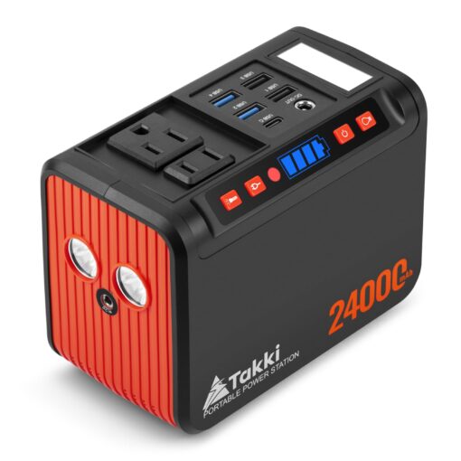 Takki Portable Power Station 88Wh Solar Generator Power Bank with 110V AC DC USB Ports LED Flashlight