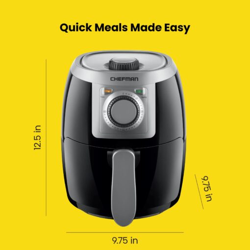 CHEFMAN Small Compact Air Fryer Healthy Cooking, 2 Qt, Nonstick, Black
