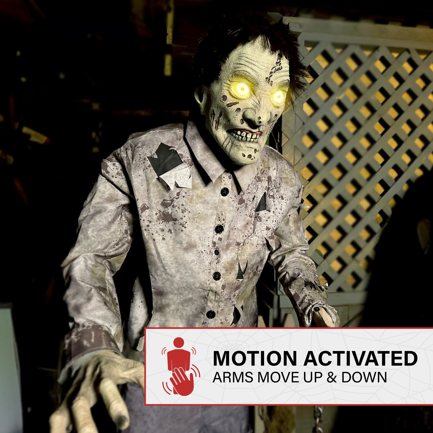 Haunted Hill Farm 6-ft Freestanding Motion Activated Lighted Zombie ...