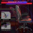 Sweetcrispy Computer Gaming Desk Chair - Ergonomic Office Executive Adjustable Swivel Task PU Leather Racing Chair, Black Red