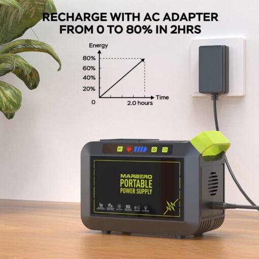 MARBERO Portable Power Station 88Wh Camping Lithium Battery Solar Generator Fast Charging with AC Outlet 120W Peak Power Bank