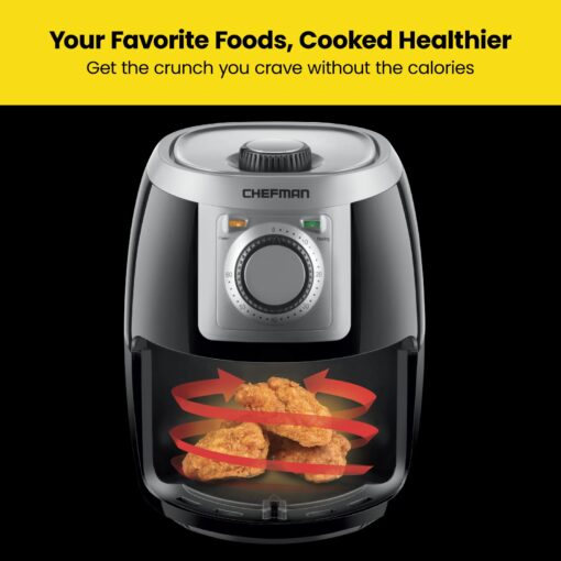 CHEFMAN Small Compact Air Fryer Healthy Cooking, 2 Qt, Nonstick, Black