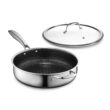 HexClad Hybrid Nonstick 3.3 Qt Deep Sauté Pan and Lid, Dishwasher and Oven-Safe, Induction Ready, Compatible with All Cooktops