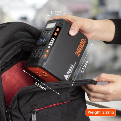 Takki Portable Power Station 88Wh Solar Generator Power Bank with 110V AC DC USB Ports LED Flashlight