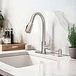 Better Homes & Gardens Elmont Pull Down Kitchen Faucet with Soap Dispenser, Satin Nickel