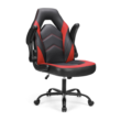 Sweetcrispy Computer Gaming Desk Chair - Ergonomic Office Executive Adjustable Swivel Task PU Leather Racing Chair, Black Red