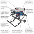 Bosch 10-in 15-Amp 12-Volt Corded Portable Jobsite Table Saw with Foldable Rolling Stand