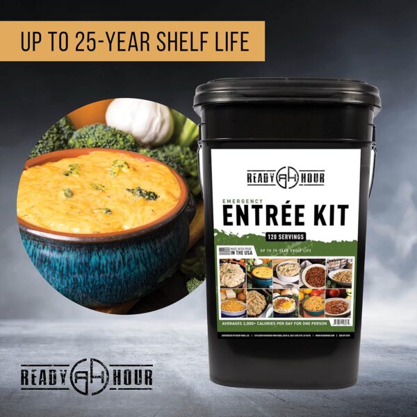 Ready Hour Emergency Meal Entrees - 120 Servings, 25-Year Shelf Life In Flood-Safe Container