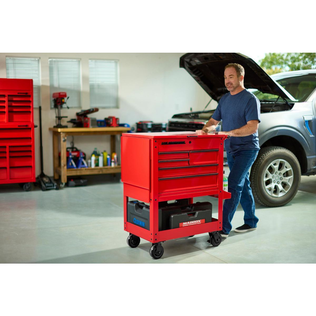59818_W5 U.S. GENERAL 30 in., 5-Drawer Mechanics Cart, Red