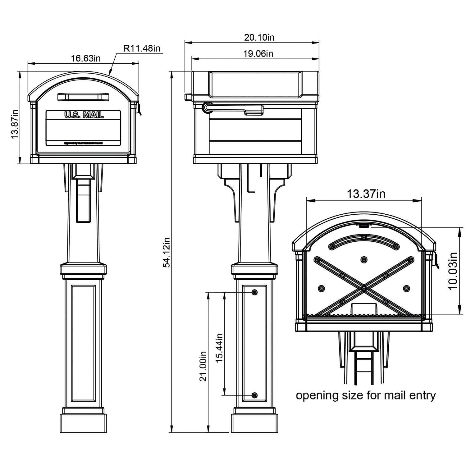 63979416 Architectural Mailboxes Post Mount Brown Plastic Extra Large Mailbox with Post