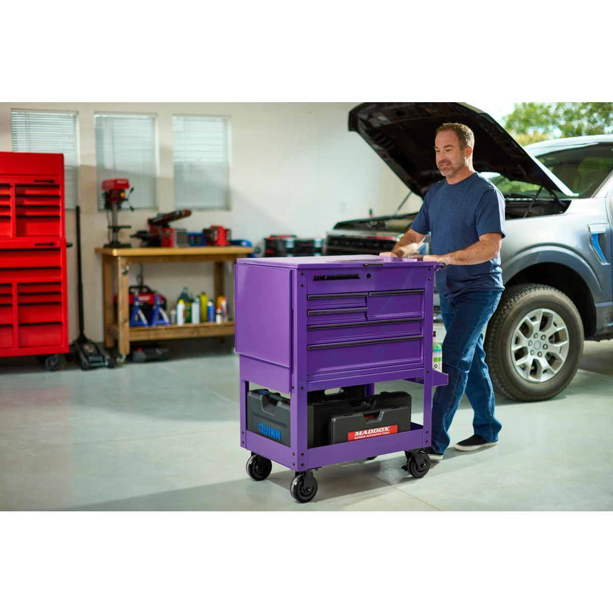70698_W5 U.S. GENERAL 30 in., 5-Drawer Mechanics Cart, Purple