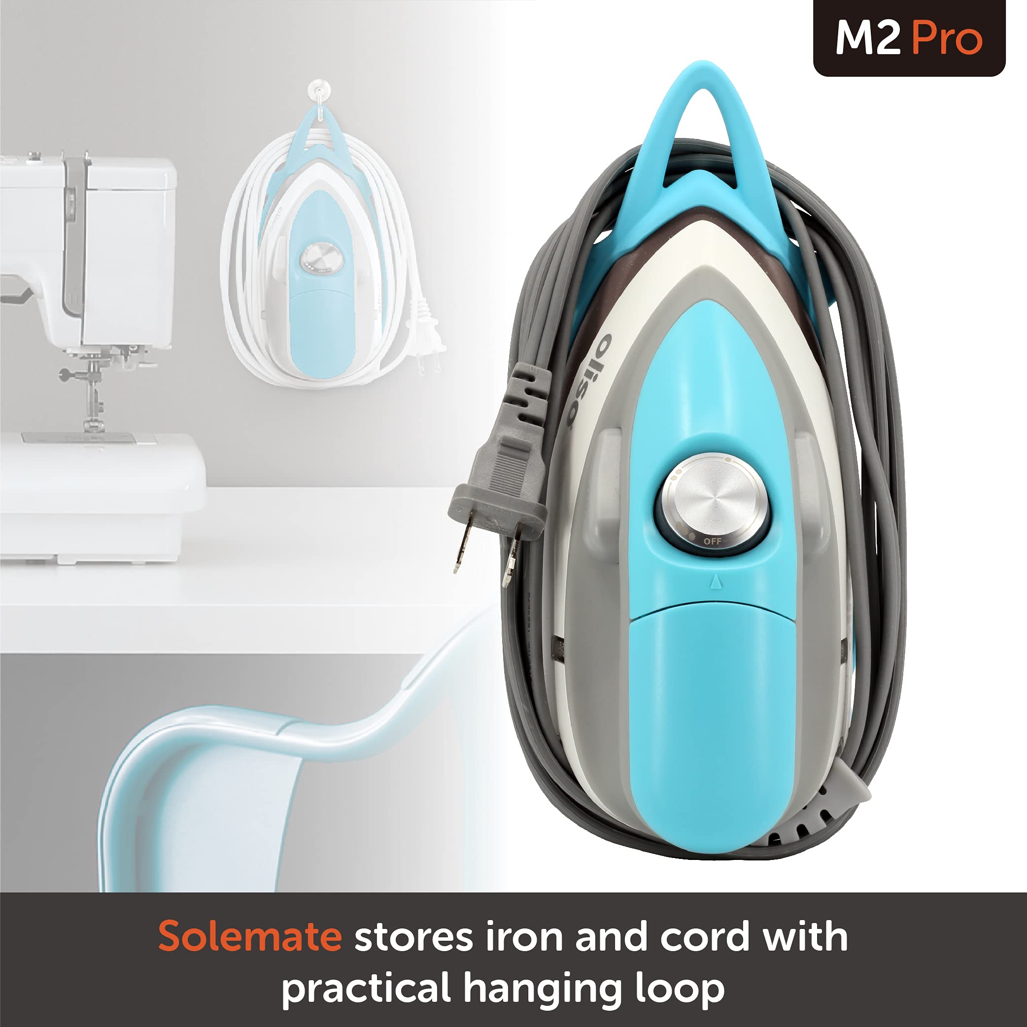 712iimCtMRL Oliso M2 Mini Project Steam Iron with Solemate - for Sewing, Quilting, Crafting, and Travel, Turquoise