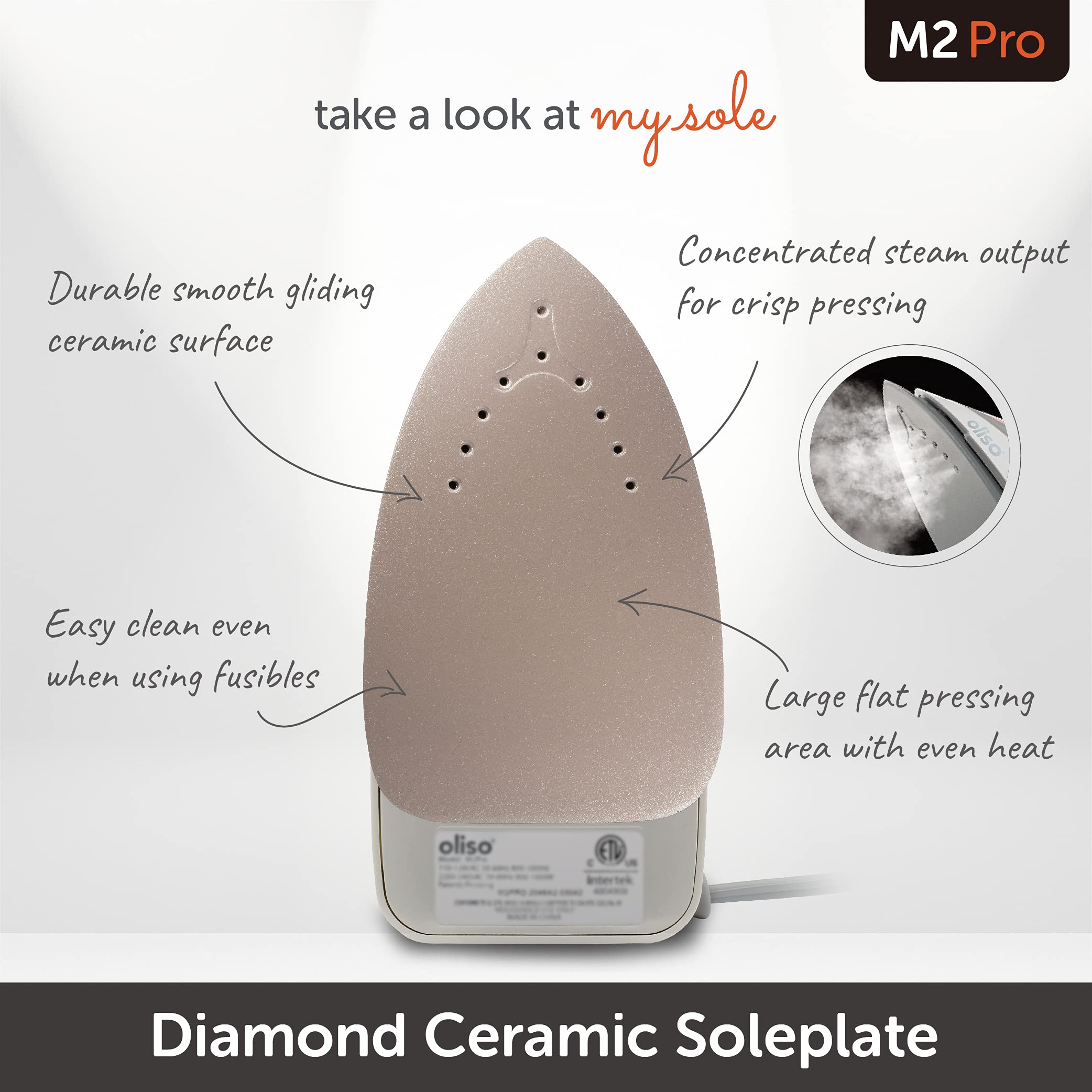 715gMW34RqL Oliso M2 Mini Project Steam Iron with Solemate - for Sewing, Quilting, Crafting, and Travel, Turquoise