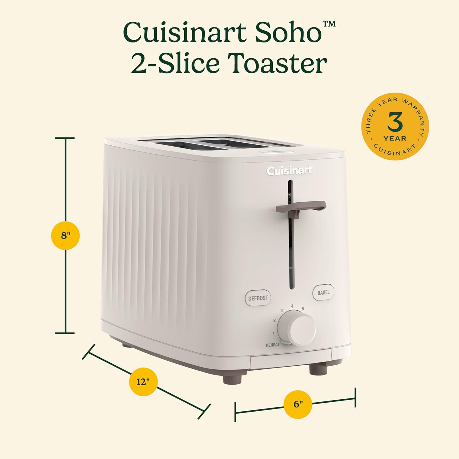 71NU2DuqpXL._AC_SL1500_ Cuisinart Soho Collection 2-Slice Toaster, 7 Toaster Setting, Defrost, Reheat, and Bagel Setting, Convenient Rear Cord Storage, Truffle, CPT-7TR