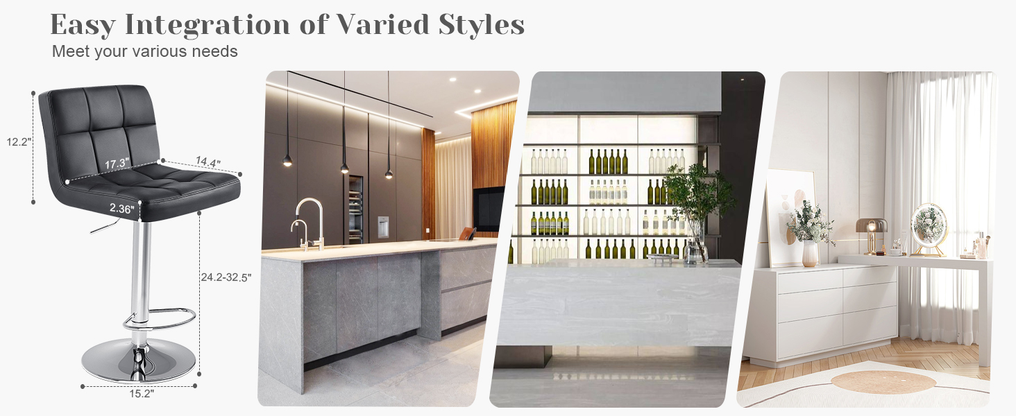 8c469649-83c4-48e7-8d47-8e969e3c9a07.__CR0,0,1464,600_PT0_SX1464_V1___ Sweetcrispy Bar Stools Set of 4, PU Leather Adjustable Swivel Barstools, Armless Hydraulic Kitchen Counter Height Bar Stools, Black