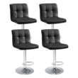 Sweetcrispy Bar Stools Set of 4, PU Leather Adjustable Swivel Barstools, Armless Hydraulic Kitchen Counter Height Bar Stools, Black