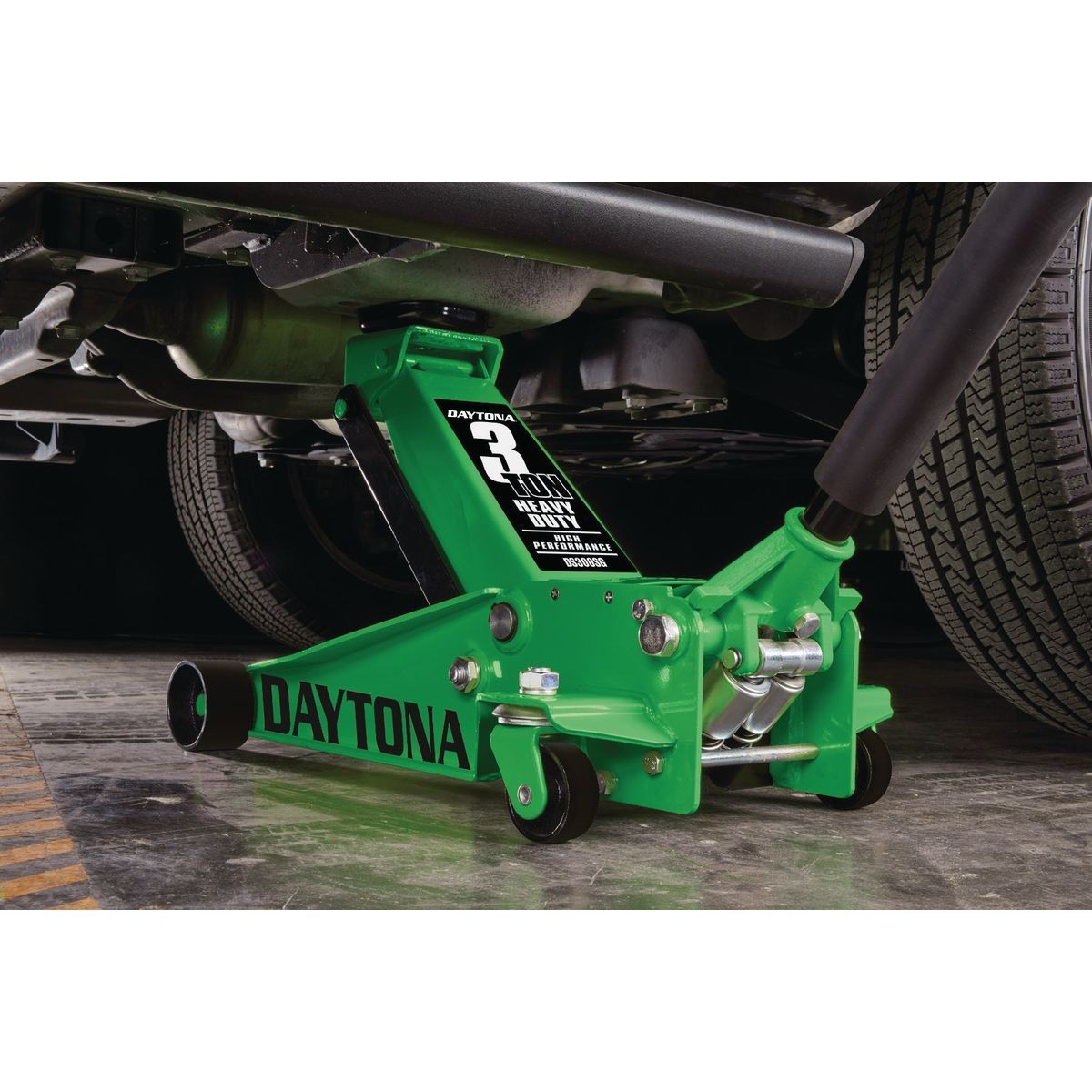 64783_W10 DAYTONA 3 Ton Professional Floor Jack with RAPID PUMP, Green
