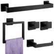PAHSFS 5-Pieces Matte Black Bathroom Hardware Accessories Set, Towel Racks for Bathroom Wall Mounted.