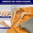 Amber Home 30 Pack Wooden Coat Hangers, Natural Wood Suit Hangers with Non Slip Pant Bar (Natural, 30)