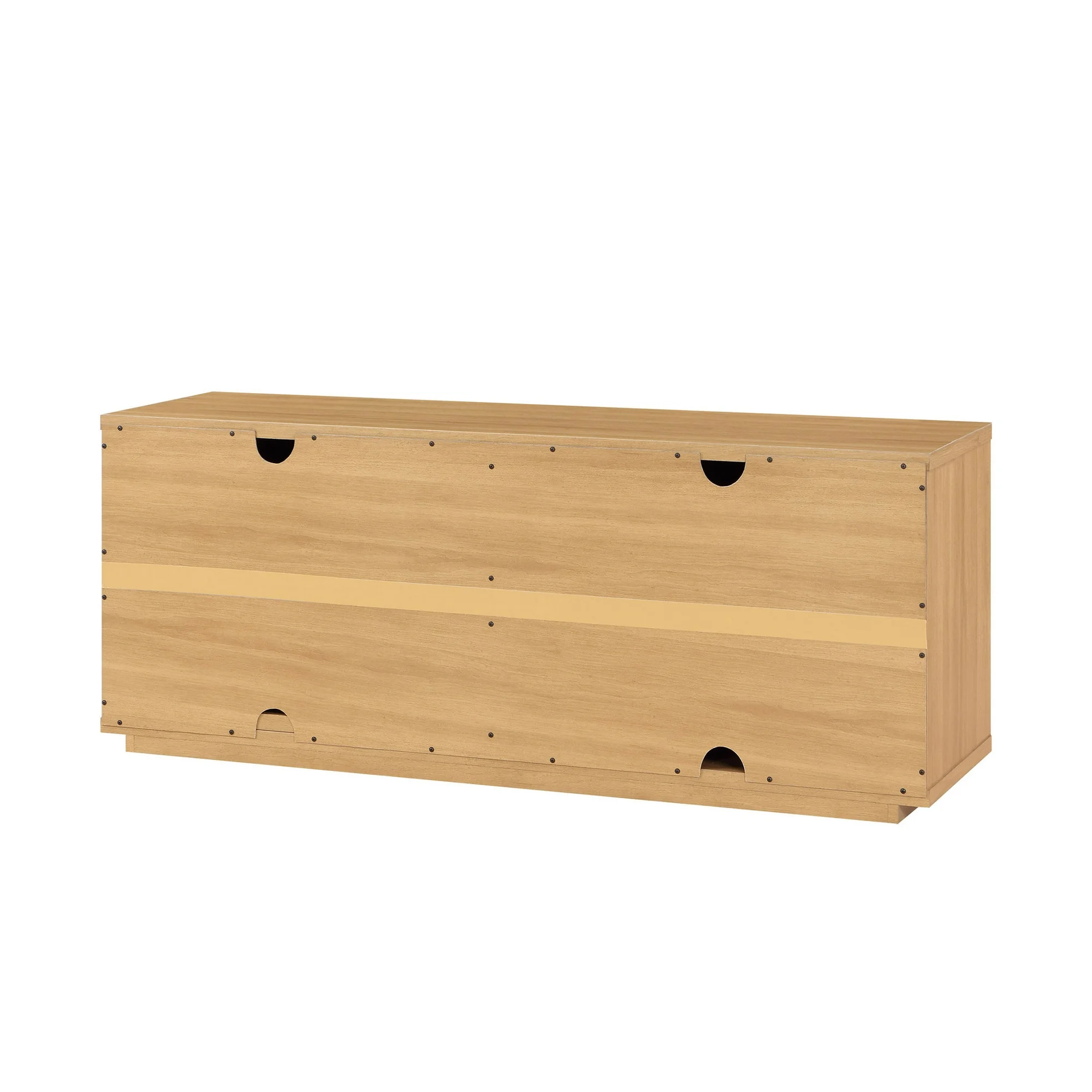 Beautiful Fluted TV Stand for TV’s up to 70” by Drew Barrymore, Warm Honey Finish