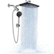 Veken High Pressure Rain Shower Head Combo with Extension Arm- Wide Showerhead with 6 Handheld Water Spray - Silver Chrome
