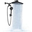 Veken High Pressure Rain Shower Head Combo with Extension Arm- Wide Showerhead with 6 Handheld Water Spray - Matte Black