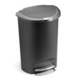 simplehuman 50 Liter, 13 Gallon Semi-Round Kitchen Step Trash Can with Secure Slide Lock, Grey Plastic