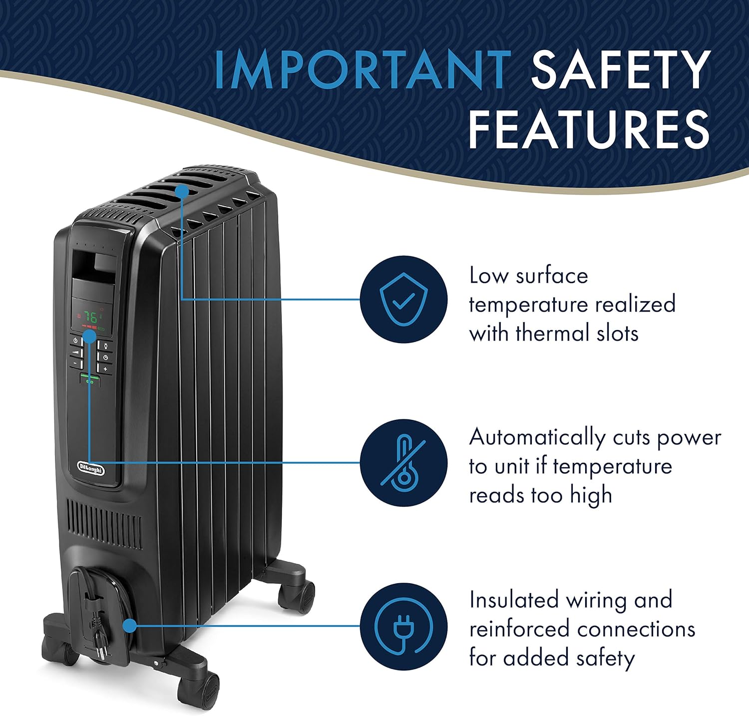 Pelonis Oil Filled Space Heater For Large Rooms Oil Filled