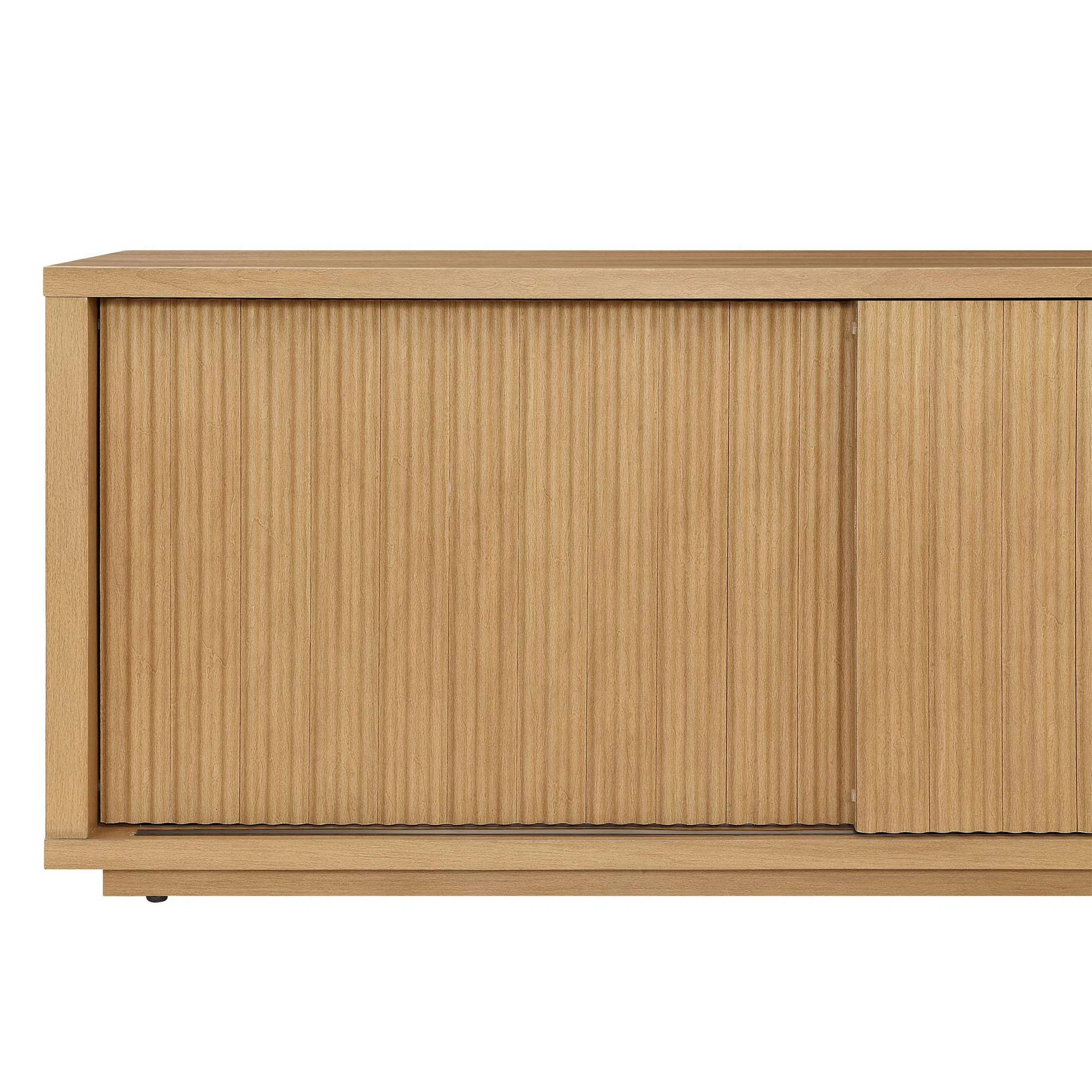 Beautiful Fluted TV Stand for TV’s up to 70” by Drew Barrymore, Warm Honey Finish