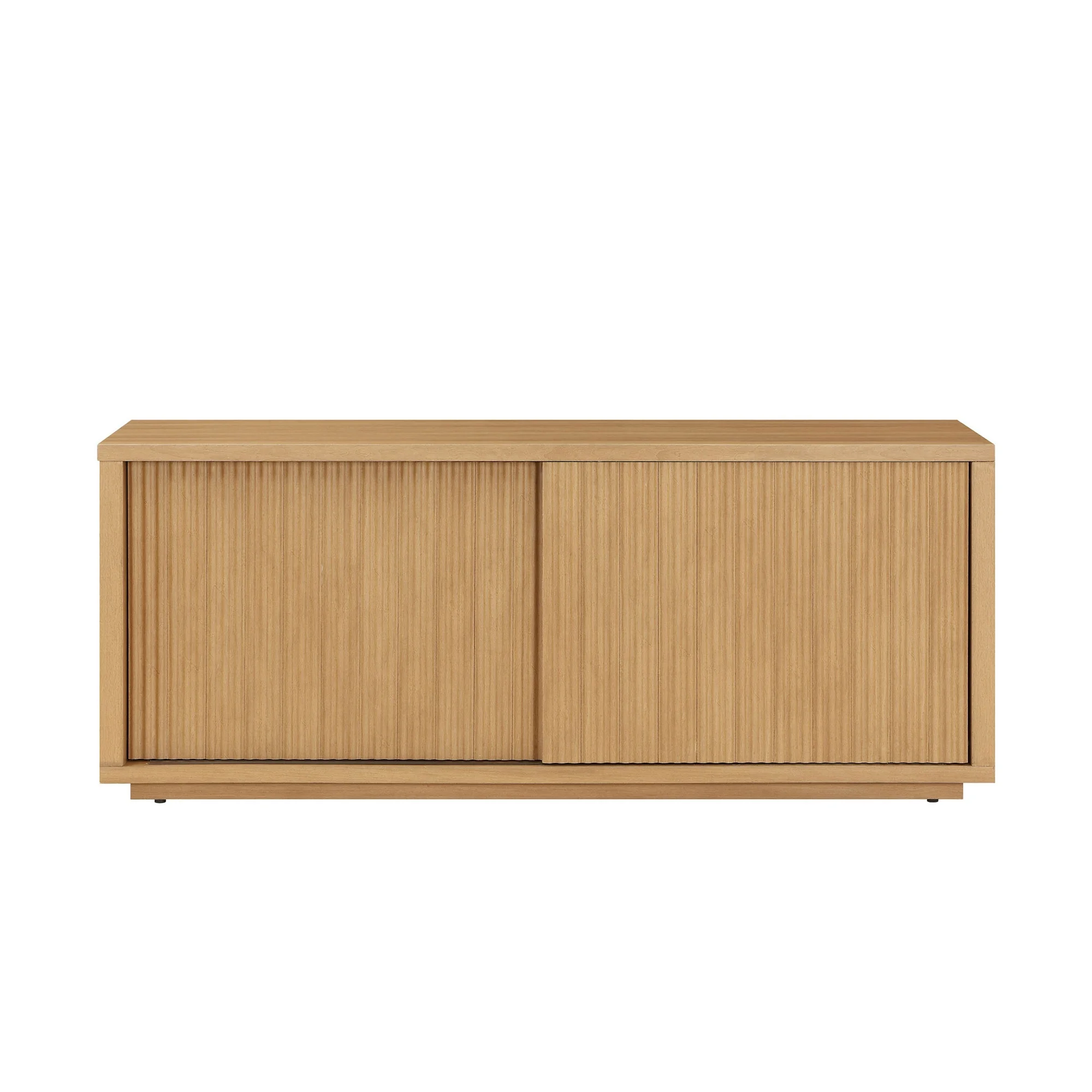 Beautiful Fluted TV Stand for TV’s up to 70” by Drew Barrymore, Warm Honey Finish