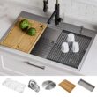 Kraus Kore Dual-mount 33-Inches x 22-Inches Stainless steel Single bowl 2-Hole 16 -Gauge Workstation Kitchen Sink