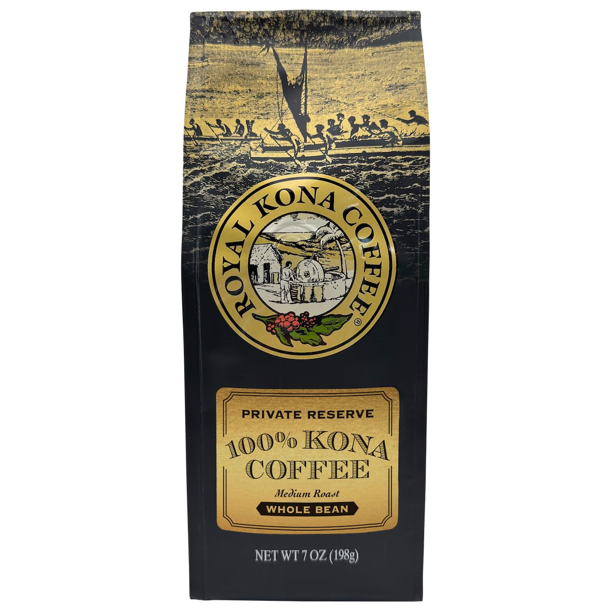 ROYAL KONA COFFEE Whole Bean - 100% Hawaiian Kona Whole Bean Coffee Medium Roast, 7 oz ROYAL KONA COFFEE Whole Bean - 100% Hawaiian Kona Whole Bean Coffee Medium Roast, 7 oz