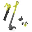 RYOBI ONE+ 18V Cordless String Trimmer/Edger and Blower/Sweeper Combo Kit (2-Tools) with 2.0 Ah Battery and Charger PCLCK201K