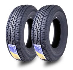 Free Country Set 2 Premium Radial Trailer Tires ST 225/75R15 10PR Load Range E w/featured Scuff Guard 8mm Tread Depth