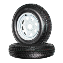 eCustomrim 2-Pack Trailer Tire On Rim ST205/75D15 F78 205/75 Load Range C 5 Lug White Spoke Wheel - 2 Year Warranty w/Free Roadside