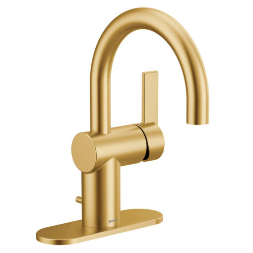 Brushed Gold Cia Single Hole Bathroom Faucet, Modern One Handle Bathroom Sink Faucet with Drain Assembly (Part number: 6221BG)