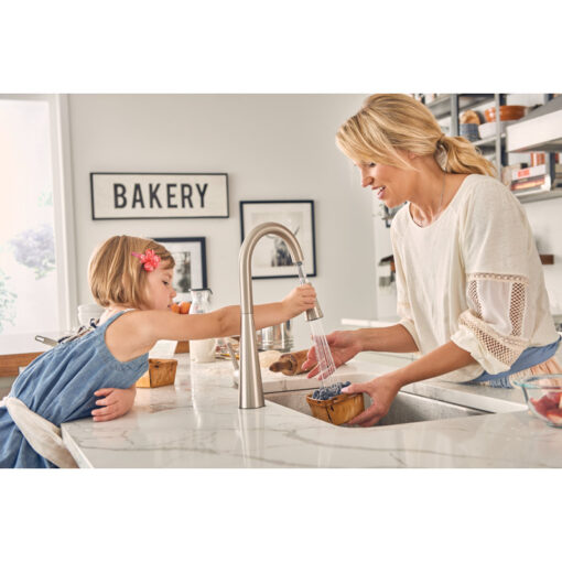 Moen Sleek Pull Down Single Handle Kitchen Faucet with Power Boost Technology and Duralock