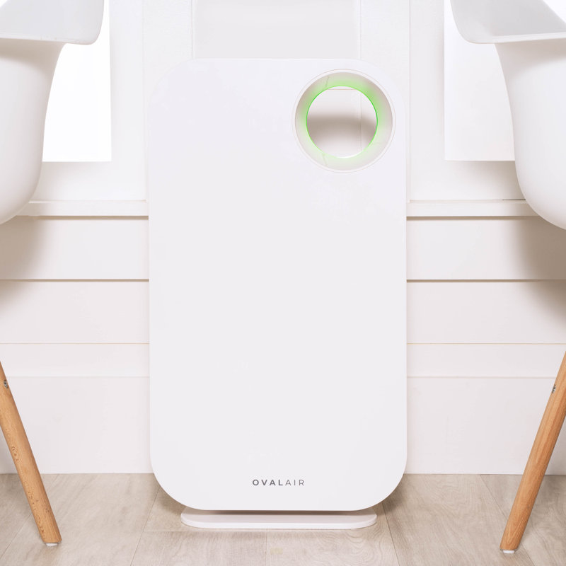 OVAL AIR 3-Stage H13 True HEPA 5-in-1 Air Purifier reduces Allergies, Asthma, Pets, Odor, Smoke, White