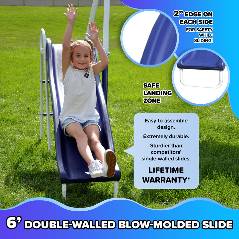 Sportspower Outdoor Rosemead Metal Swing Set with Lifetime Warranty on 6' Double Wall Slide