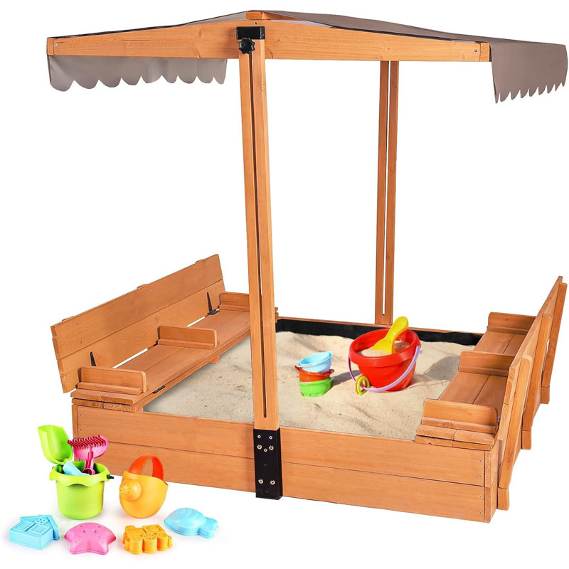 Aivituvin 47.2'' x 51.9'' Wood Square Sandbox with Cover