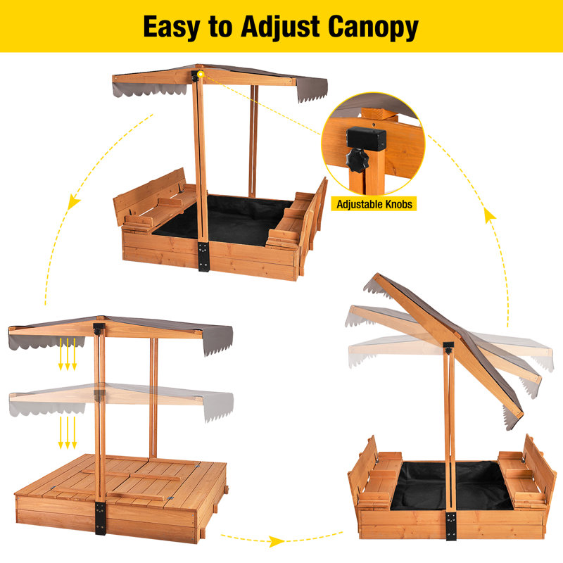Aivituvin 47.2'' x 51.9'' Wood Square Sandbox with Cover