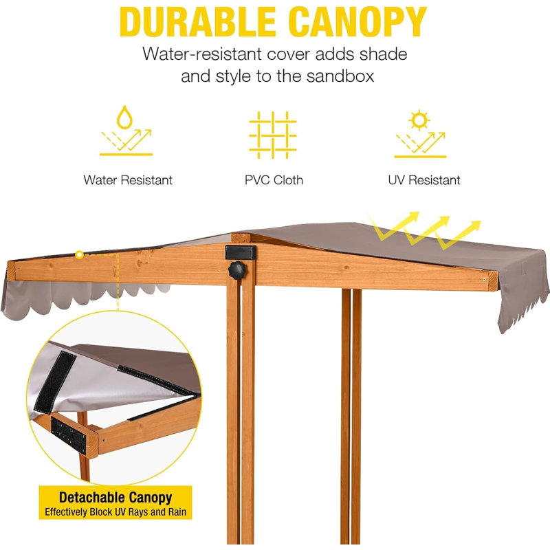 Aivituvin 47.2'' x 51.9'' Wood Square Sandbox with Cover