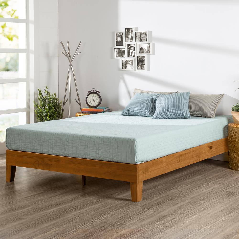 ウッドプラットフォーム　クイーンサイズ Zinus Brown Deluxe Wood Frame 12 In. Queen Platform Bed With Easy