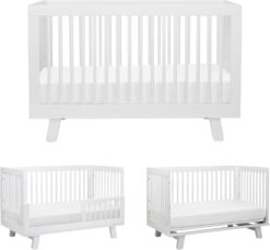 Babyletto Hudson 3-in-1 Convertible Baby Crib with Toddler Bed & Daybed Conversion - Easy to Assemble - GREENGUARD Gold Certified w/ 4 Adjustable Mattress Heights - White