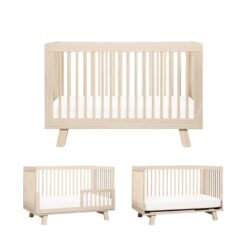 Babyletto Hudson 3-in-1 Convertible Baby Crib - Baby Bed with 4 Adjustable Heights - Wooden Crib - Washed Natural